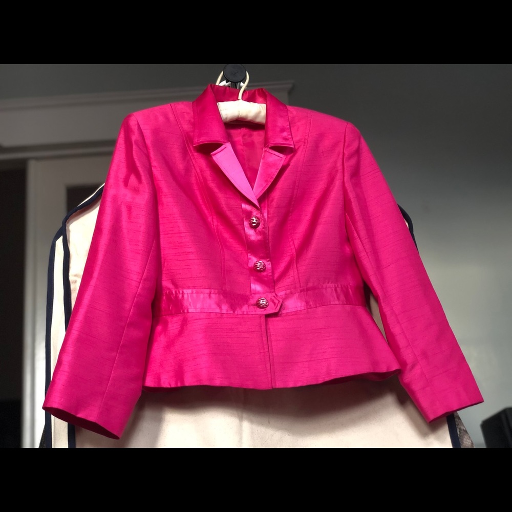 Cache Hot pink raw silk jacket